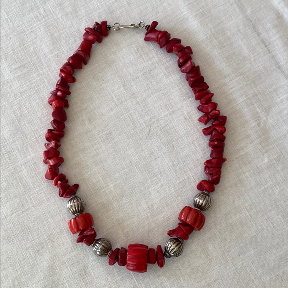 Handmade Chunky Red Beaded Necklace